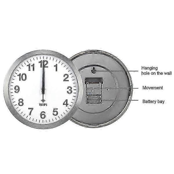 1 stk. Minimalistisk WiFi Vægur 12 tommer Automatisk Justering sort Silver