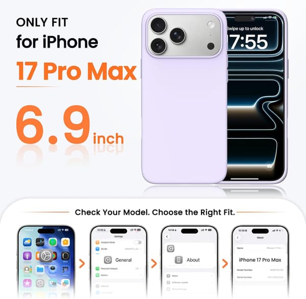 1 stk, kompatibel med iPhone 17 Pro Max-deksel, lilla, 6,9\", støtsikker beskyttelse, kamerabeskyttelse purple