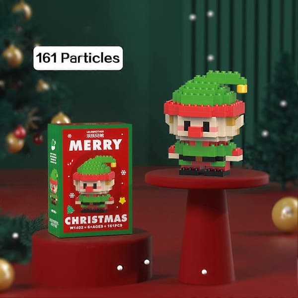 Jule Micro Byggeklodser Sæt, DIY Mini Mursten Legetøj til Børn og Voksne, Pædagogisk Julepynt, Julegave Dukker Genius