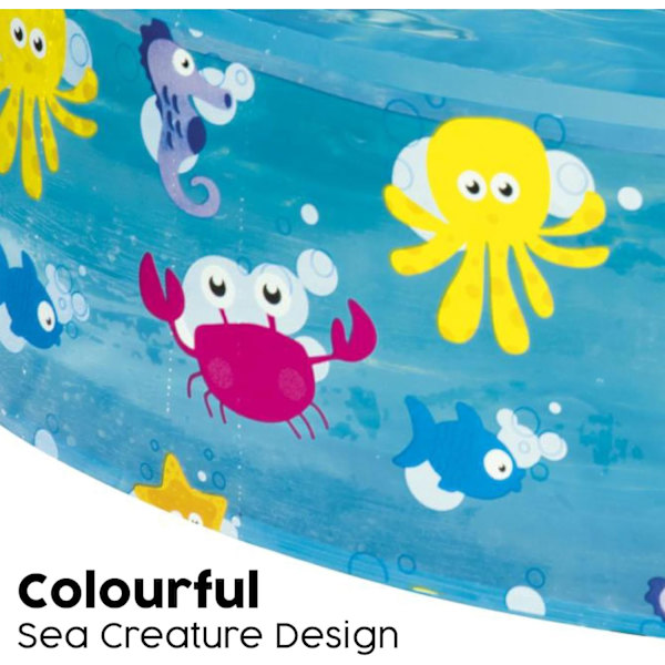 Sea Life Play Pool Barnebasseng, Oppblåsbar Overjordisk Basseng, Utendørs Hagebasseng Blå 48 x 10 Tommer