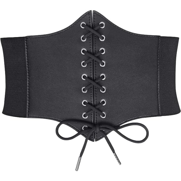 Korsettbelte for kvinner, korsett med snøring, elastisk bredt bånd, bundet waspie midjebelte, hoftebelte for kvinner, dress for midje 98 cm - 109 cm