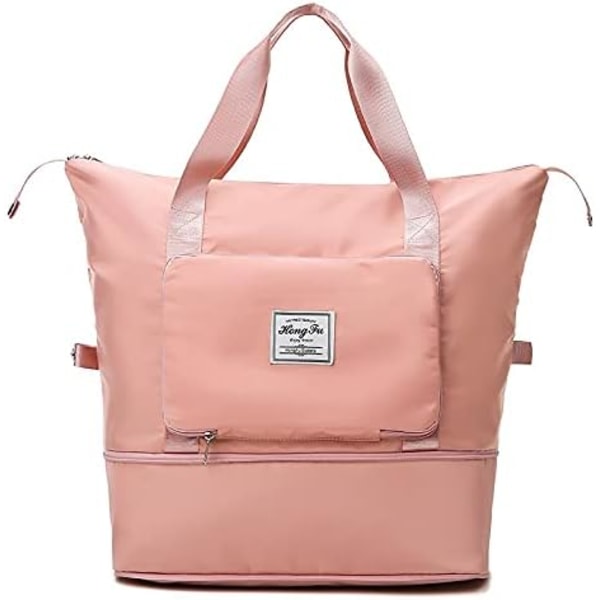 Suurikapasiteettinen taitettava matkalaukku, kannettava kevyt vedenpitävä Oxford-kankainen Crossbody-laukku, kiinteällä hihnalla matkalaukku (sweet Pink)