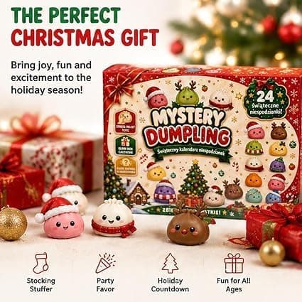 Squishy julekalender 2026 med 24 dages squishies dumpling jul, C C