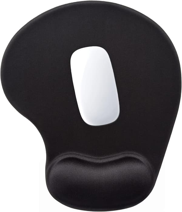 1 stk. ergonomisk musematte med håndleddsstøtte, smertelindrende musematte i minneskum for bærbar PC (255*215*30mm, svart) black