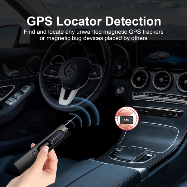 Skjult kameradetektor, antispiondetektor, RF-skannerenhetsdetektor for GPS Tracker Trådløs lytteenhet Kamerasøker 5 nivåer følsomhet 25H