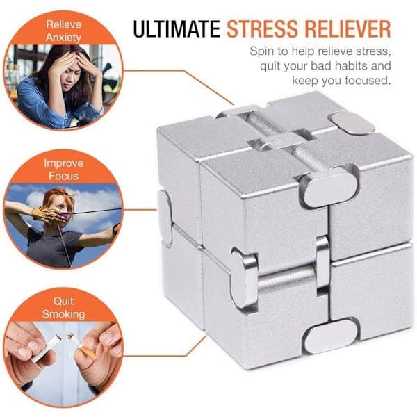 Fidget Cube Ny Version Fidget Fingerlegetøj - Metal Infinity Cube til Stress- og Angstdæmpning/ADHD, Ultra Holdbare Sensoriske Gaver