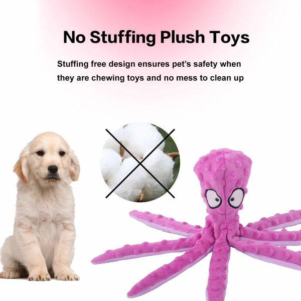 No Stuffing Crinkle Plysj Hundeleker for hundebiter, holdbare interaktive hundetyggeleker for små til mellomstore hunder som trener og reduserer kjedsomhet, 2-pakning