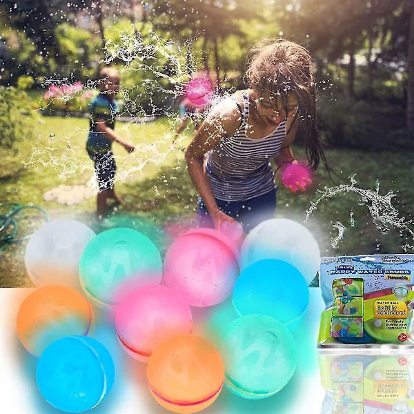 Återanvändbara vattenballonger för barn och vuxna, Rgb-glödeffekt blinkande silikonvattenstänkboll, självtätande vattenbomb för utomhusaktiviteter Vattenspel
