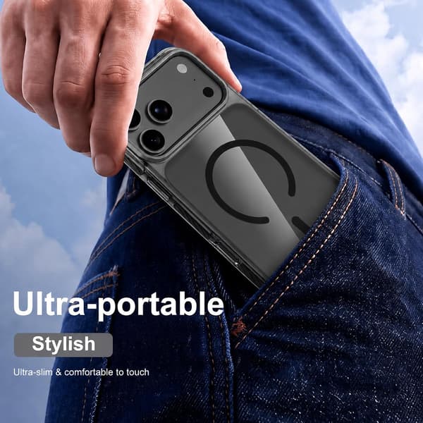 1 stk. gennemsigtigt magnetisk telefoncover til iPhone 18 Pro Max, slankt og let design, sort 18proMax black