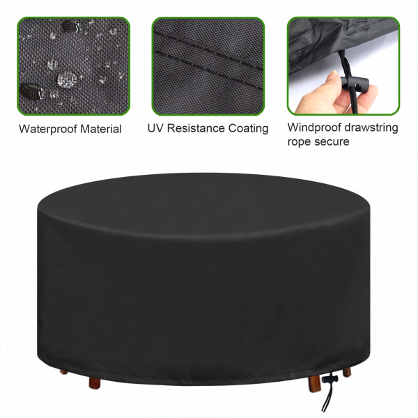 Rund havebordbetræk Vandtæt Anti-UV Oxford Robust Havebordbeskyttelse Udendørs bord Ø128X71CM 130*71cm