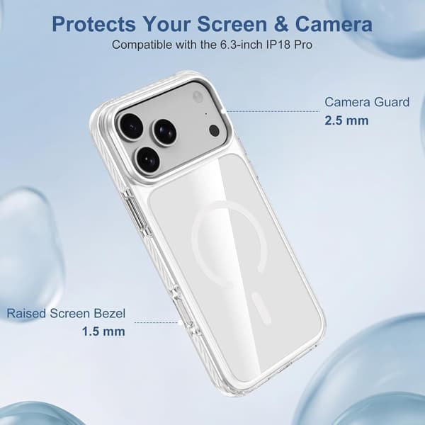 1 stk. gjennomsiktig magnetisk telefondeksel for iPhone 18 Pro, slank og lett design, hvit 18pro white