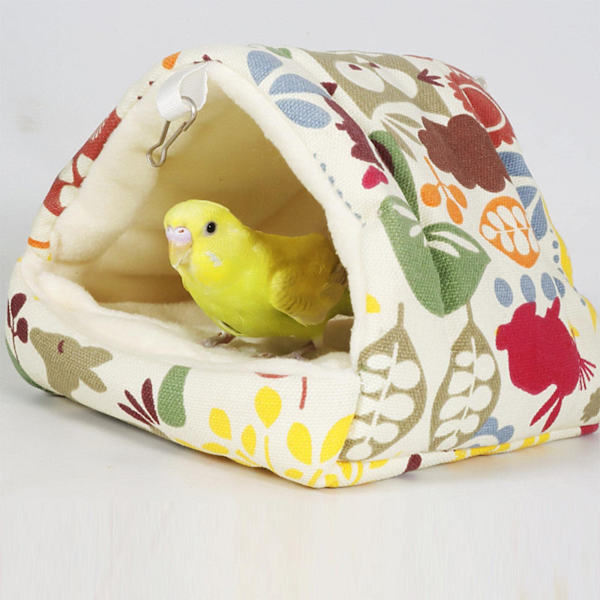 Vinterparakitbur Plush Shed Fågelbur Sovande Säng Hus Hut Fågel Hängande Bo för Lovebirds Parakit Ara Blåfinkar Finkar, 19cmx19cmx20cm M