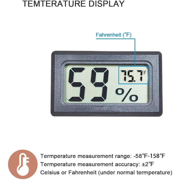 4-pak Mini Digital Temperatur- og Fugtighedsmåler Gauge Indendørs Termometer Hygrometer LCD-display Fahrenheit (℉)