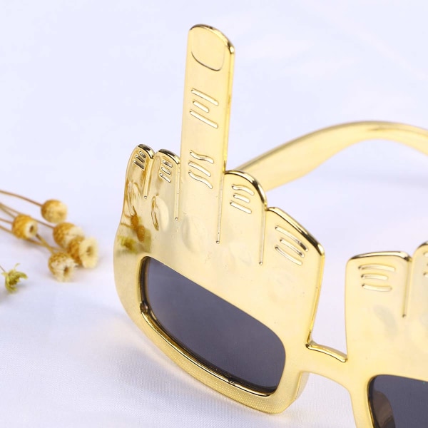 2xParty Solbriller med Finger Nyhet Morsomme briller for Halloween Masquerade Party rekvisitter Golden