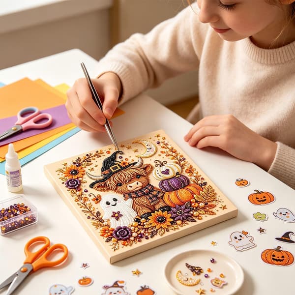 Perle Diamantkunstsett for voksne, Halloween Spøkelse Diamantmalingssett DIY Kits -05