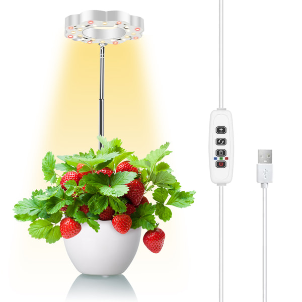 1 stk små LED-vekstlys for innendørs planter Full Spectrum Mini skrivebordsplantelampe med sokkelhøydejusterbar med timerdimming