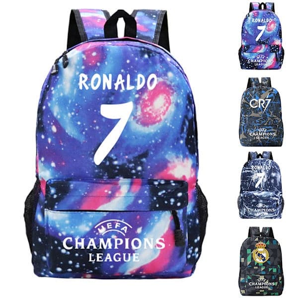 CR7 Ronaldo Ryggsäck Barn Bokväskor Skolväska Lättvikt Stora Ryggsäckar Kapacitet Laptop Arbetsväskor Dagväska