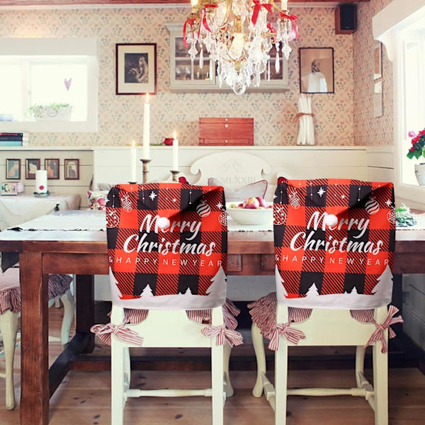 Julstolsöverdrag Julstolsöverdrag Julstolsöverdrag Julmatstolsöverdrag För Julfest Dekoration Hem,Kök Snowflakes