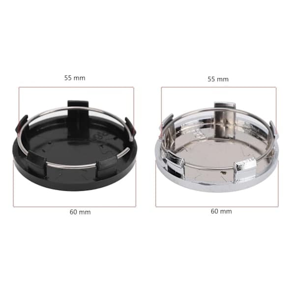 Senterkopper / Navkapsler Bilmerker - 4-pakning 60mm (Silver)