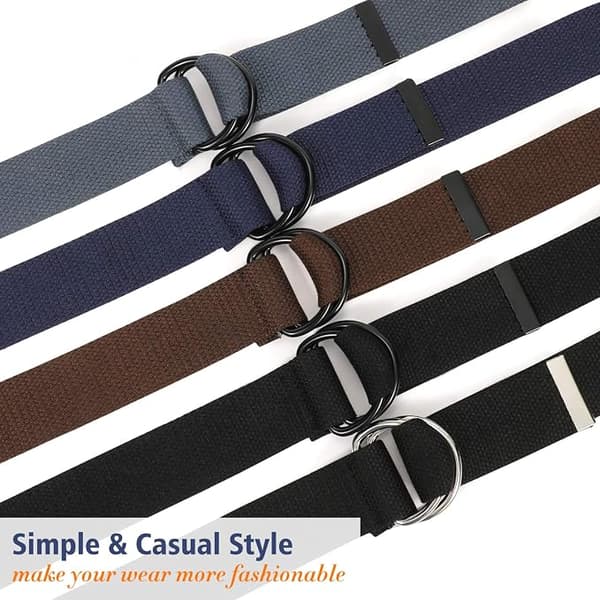 2-pak herre lærredsbælte med dobbelt D-ring, holdbart og justerbart afslappet webbælte med metalspænde til jeans, sort, kaffe, 140 cm 140cm black+Coffee