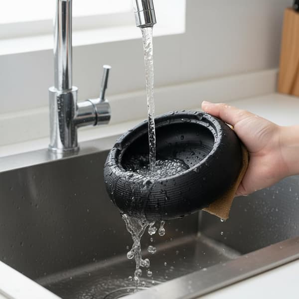 Keramisk udendørs askebæger med låg, Zen sort, 11,8 cm, sort black