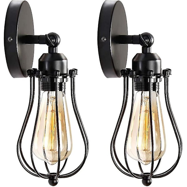 2 stk. industriel væglampe. Vintage metalbur loftlampe. Drejelig væglampe. Retro