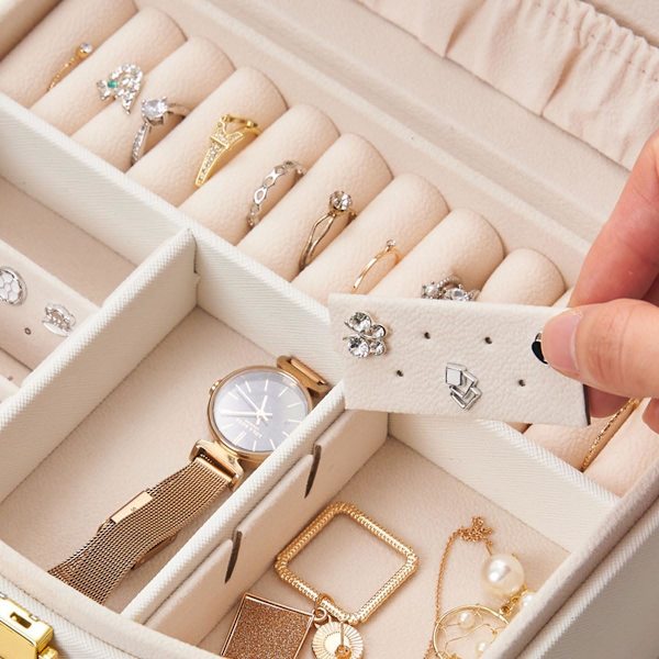 Smyckeskrin i PU-läder, smyckesförvaringslåda, lämplig för halsband, örhängen, ringar, armband, smyckesförvaring, displaylåda
