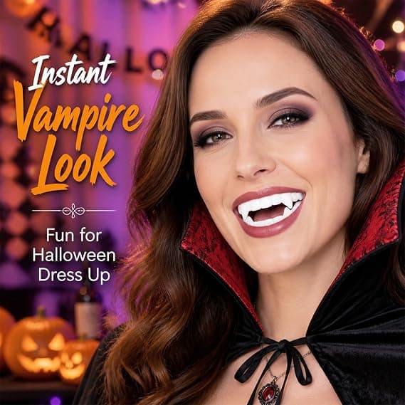 4 stk. udtrækkelige vampyrtænder vampyrhugtænder Halloween-tilbehør