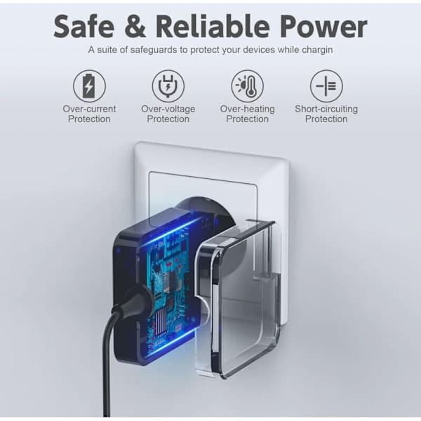 65W USB C-oplader til MacBook Pro/Air, Lenovo Thinkpad, HP, ASUS, Acer, Huawei, Xiaomi, Samsung - Kompatibel med flere bærbare computere og tablets