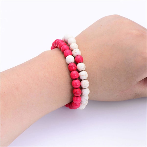 Mænd Kvinder Lava Armbånd Perler Armbånd Armbånd Stretch Stone Beads Armbånd Venskab Par Gaver, Rød og Hvid