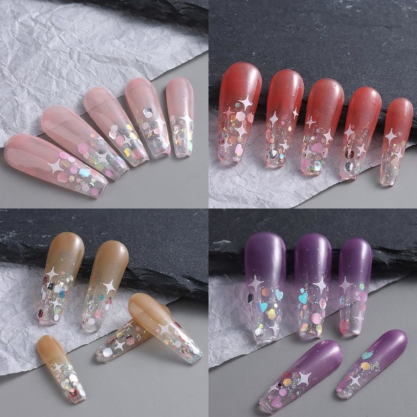 12 farger Hexagon Chunky Glitter Holografisk Håndverk Klistremerker Paljetter Hjerte Nail Art Glitter Havfrue Pulver Flakes Shiny Charms Stjerne paljetter