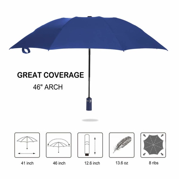 Sateenvarjo Tuulenpitävä matkasateenvarjo Kompakti kokoontaittuva sateenvarjo