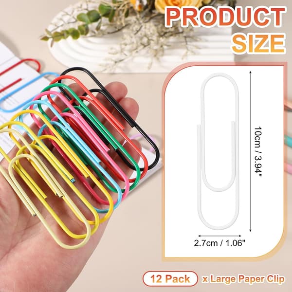 10 cm / 4 tum extra stor gem, 12-pack, för dokument, DIY-hantverk, hemmakontor, vit white