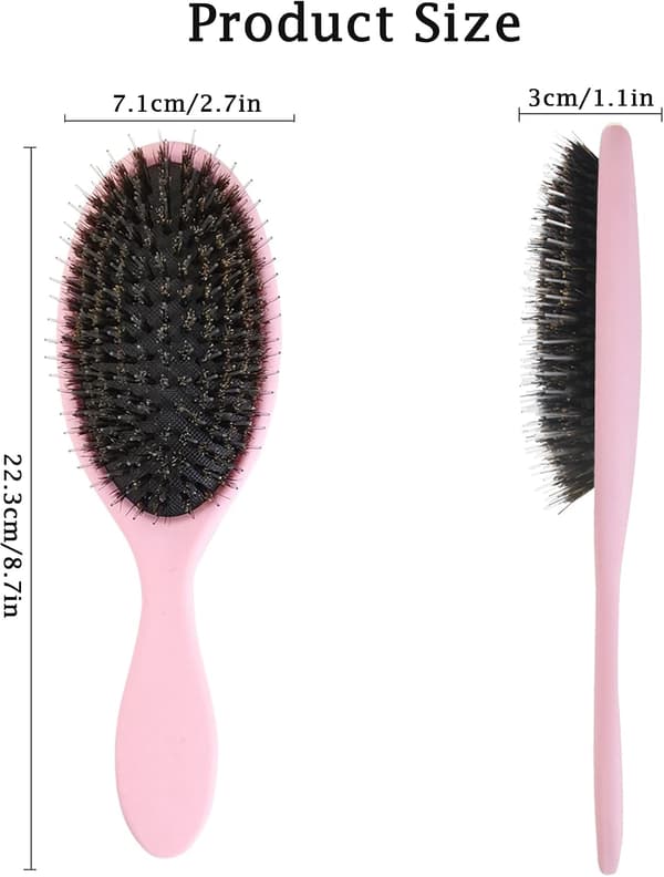 1 stk. flokebørste og villsvinbørste - Definerende hårbørste, polstret base, våt/tørr bruk, vanntett, ergonomisk, rosa pink