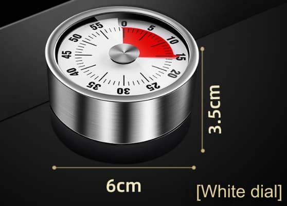 60 minutters alarm høj vækkeur madlavningstimer magnetisk ur rustfrit stål visuel timer køkken rund mekanisk timer white