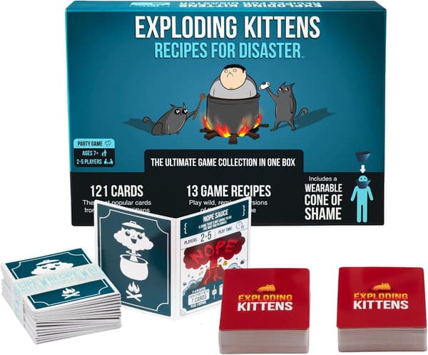 Exploding Kittens' Recipes for Disaster Exploding Kittens Deluxe Game Set - Kortspill for voksne, tenåringer og barn - Morsomme familiespill
