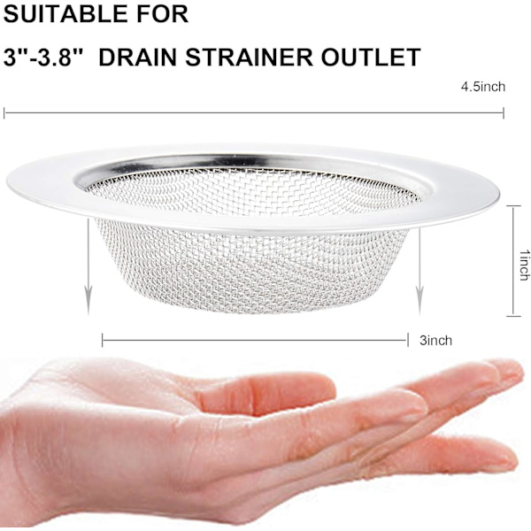 2 stk. køkkenvask si, rustfrit stål, si til vask med stor bred kant 4,5\" diameter - 2 stk.