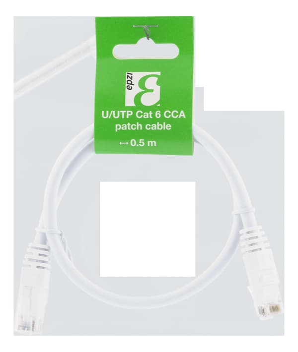 U/UTP Cat6 patchkabel, CCA, 0,5m, 250MHz, hvit