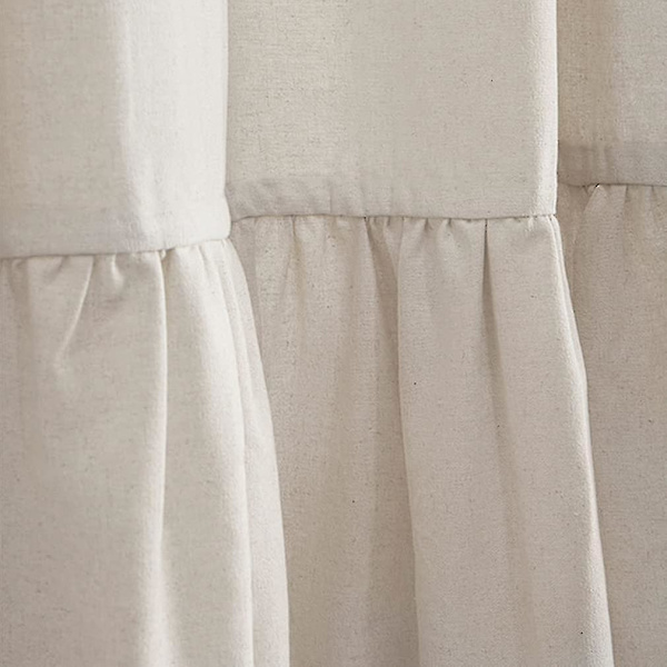 Maalaistyylinen suihkuverho röyhelöreunuksella, pellavasekoitteinen suihkuverho kylpyhuoneeseen, luonnollinen, 72\"x72\"