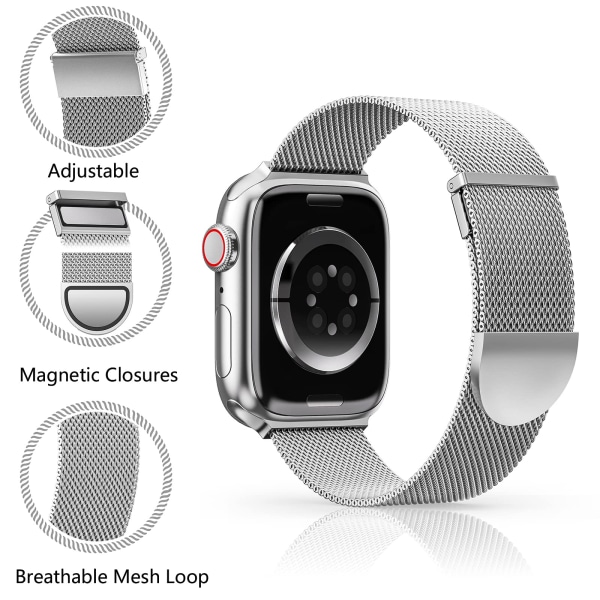 Smartklokkerem kompatibel med Apple Watch-bånd 38-44 mm, rustfritt stål