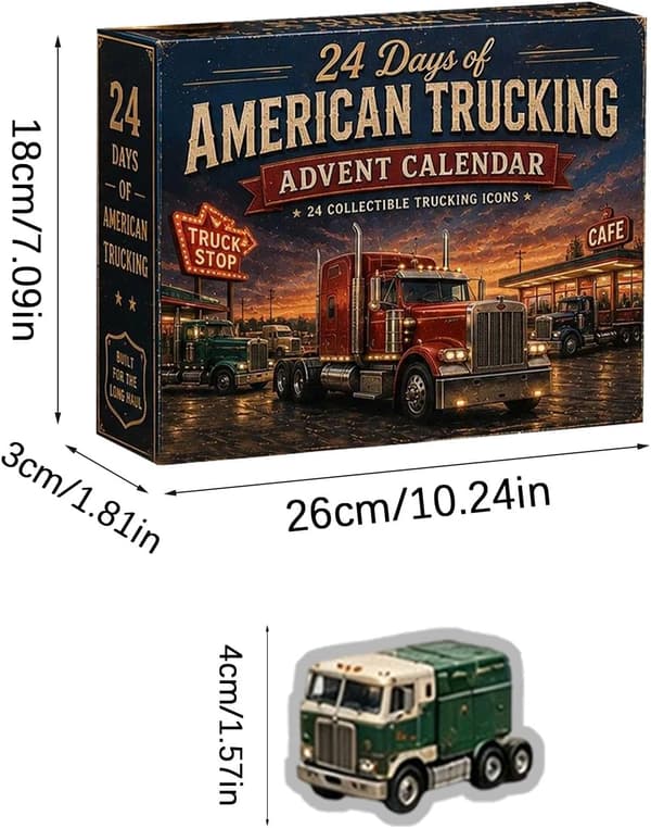 Amerikansk Lastbil Julekalender 2026, 2D Akrylfigurer Gave 24 stk C