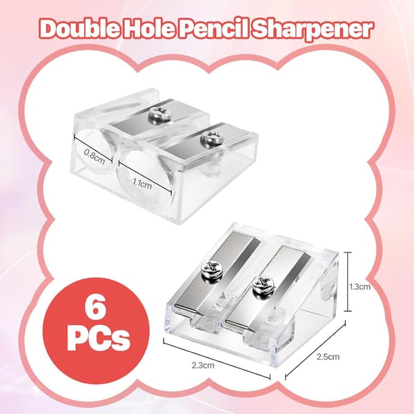 6 stk blyantspisser, dobbelthulls blyantspisser (2,3*2,5*1,3 cm)