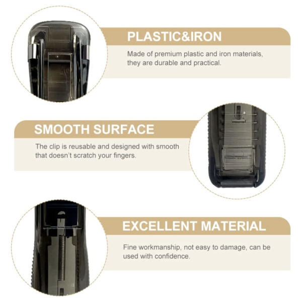 Refill Clam Clip Dispenser Set, pappersklippare Pappershäftare Bärbar handhållen med 100 st återanvändbara metallpåfyllningsklämmor i rostfritt stål