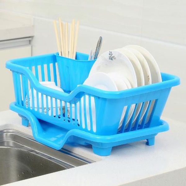 Diskställ i plast för kök, vattenavrinningsställ, skål och ätpinnar, förvaringsställ, förvaringslåda, förvaringskorg