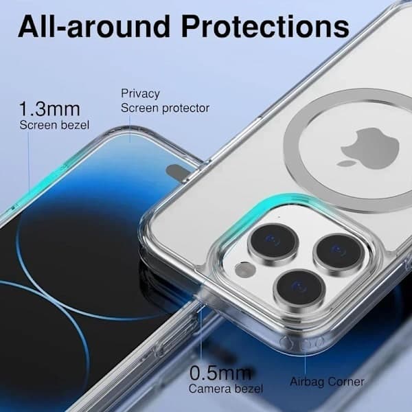 Magneettinen läpinäkyvä kotelo iPhone 16 15 14 13 Pro Max Plus mini Funda Magsafe läpinäkyvä kotelo iPhone14pro iPhone14pro