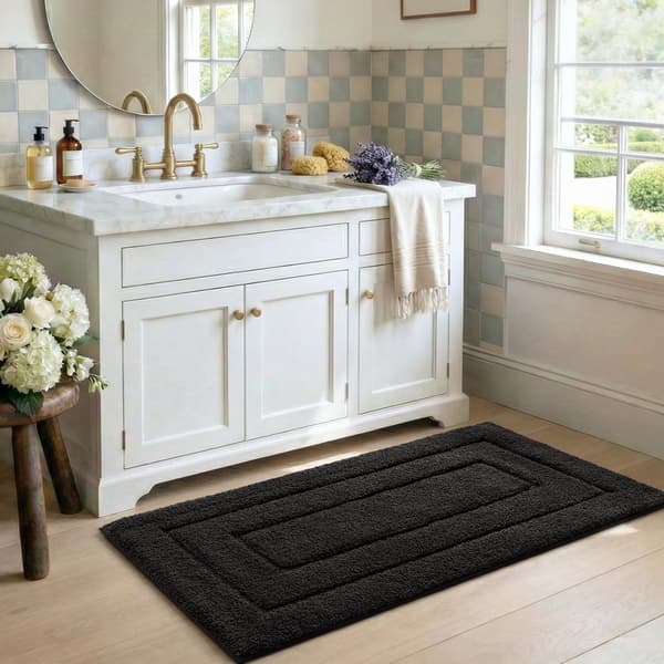1 stk. bademåtte 40 x 60 cm, skridsikre vaskbare tæpper, sort 40*60cm black
