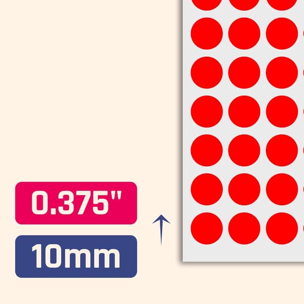 4080 pakkaus, 10 mm pyöreät tarrat - punainen red