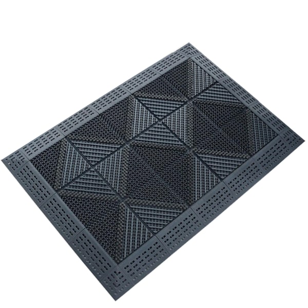 Thickened three-in-one floor mat, splicing door mat, dust removal carpet, outdoor anti-slip mat 45*45cm,gray