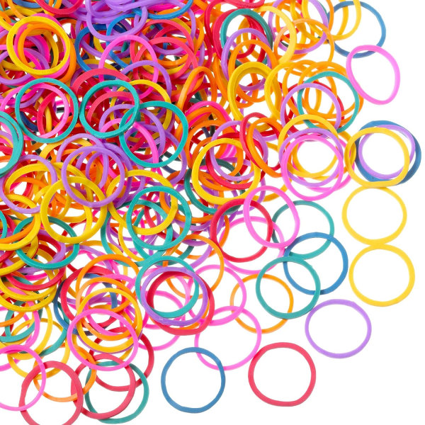 1000 minigummiband Mjuka elastiska band för barnhårflätor hår (Vibrerande färg)