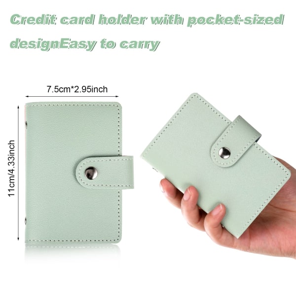 Kreditkortshållare i läder Mjuk PU-läderplånbok Svart Basic Korthållare Visitkortshållare Slim Lätt Kreditkortsplånbok 26Fack (grön)